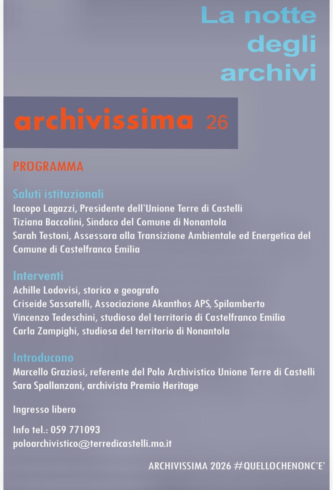 Archivissima 26 — locandina mostra